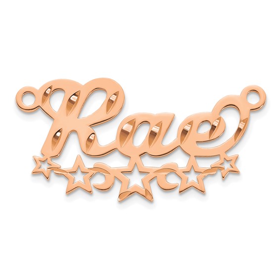 10k Rose Gold Diamond-cut Cut-out Stars Name Plate