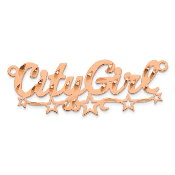 10k Rose Gold Diamond-cut Cut-out Stars Name Plate