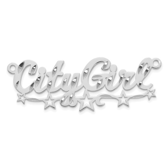 10k White Gold Diamond-cut Cut-out Stars Name Plate