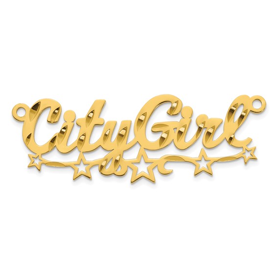 10k Yellow Gold Diamond-cut Cut-out Stars Name Plate