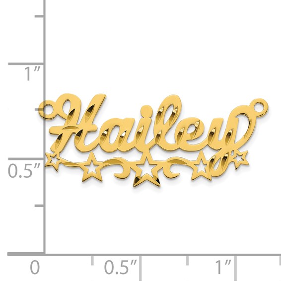 10k Yellow Gold Diamond-cut Cut-out Stars Name Plate