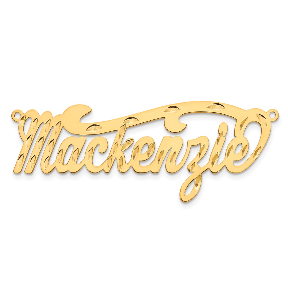 10K Yellow Gold Polished Diamond-cut Name Plate