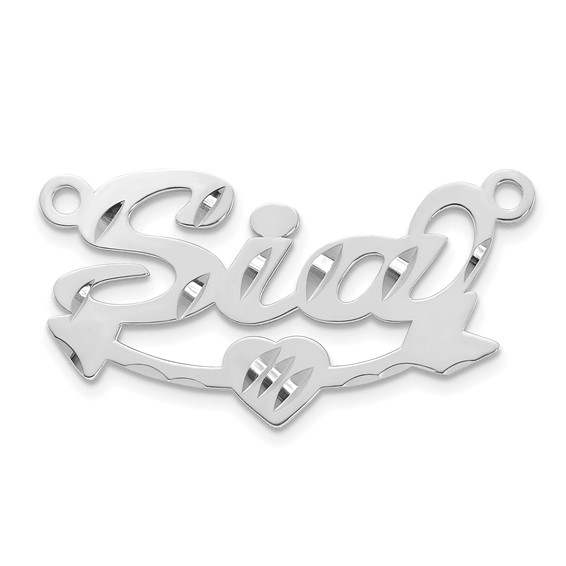 10k White Gold Diamond-cut Heart and Arrow Name Plate