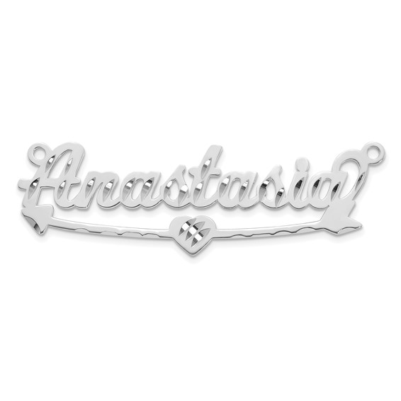10k White Gold Diamond-cut Heart and Arrow Name Plate