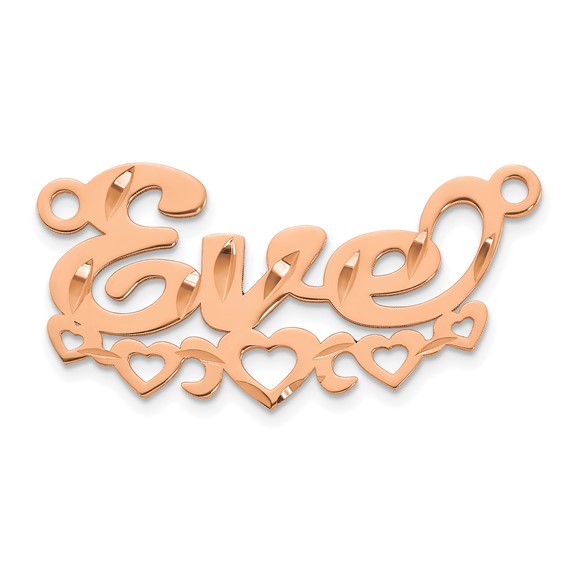 10k Rose Gold Diamond-cut Cut-out Hearts Name Plate