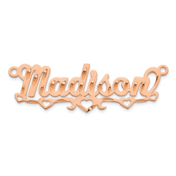 10k Rose Gold Diamond-cut Cut-out Hearts Name Plate