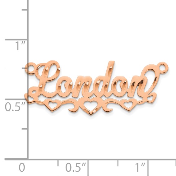 10k Rose Gold Diamond-cut Cut-out Hearts Name Plate