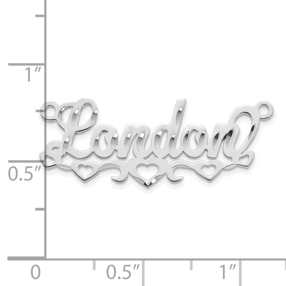 10k White Gold Diamond-cut Cut-out Hearts Name Plate