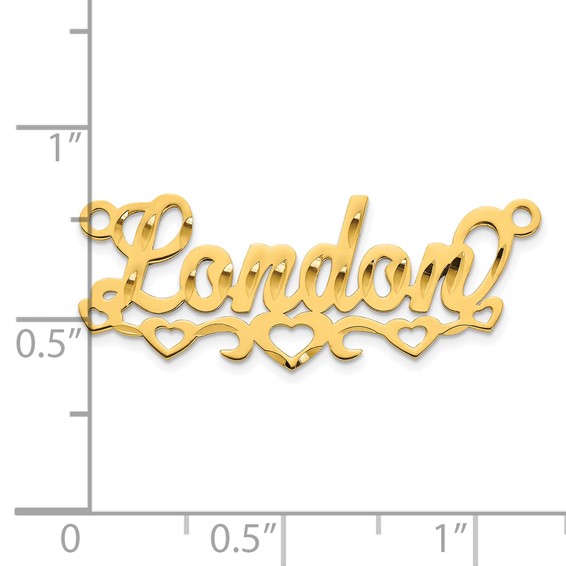 10k Yellow Gold Diamond-cut Cut-out Hearts Name Plate