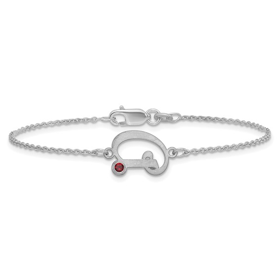 10k White Gold Initial and Birthstone Bracelet