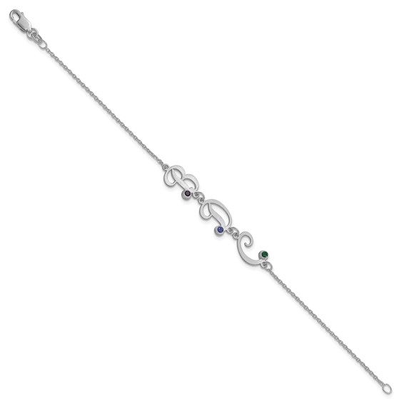10k White Gold Initial and Birthstone Bracelet
