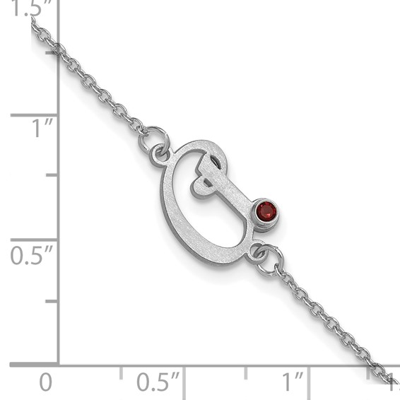 10k White Gold Initial and Birthstone Bracelet