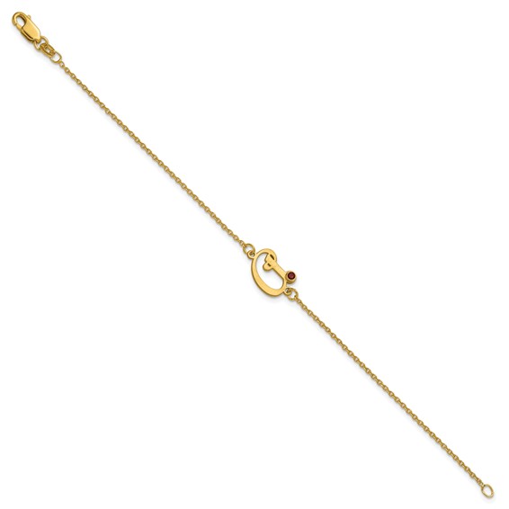 10k Yellow Gold Initial and Birthstone Bracelet