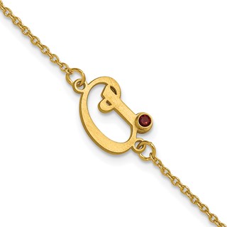 10k Yellow Gold Initial and Birthstone Bracelet