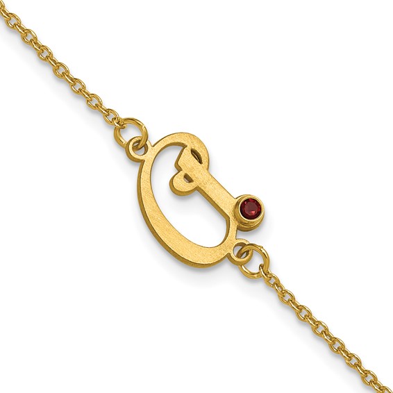 10k Yellow Gold Initial and Birthstone Bracelet