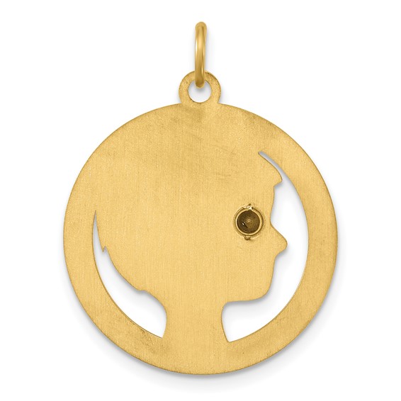 10k Yellow Gold Boys Silhouette with Birthstone Charm