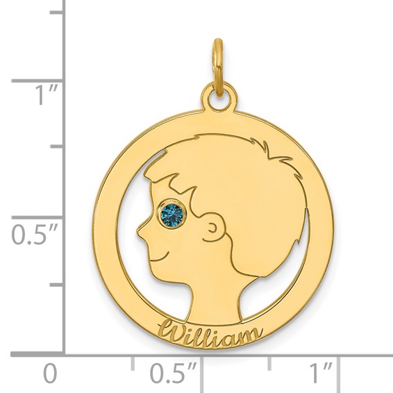 10k Yellow Gold Boys Silhouette with Birthstone Charm