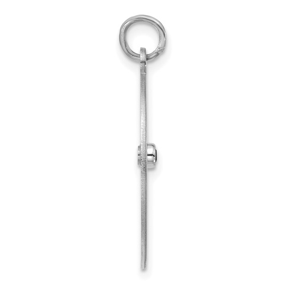 10k White Gold Girls Silhouette with Birthstone Charm