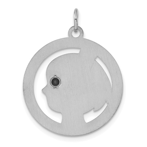 10k White Gold Girls Silhouette with Birthstone Charm