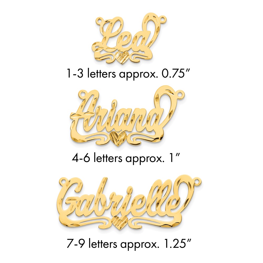 10K Yellow Gold Diamond-cut Heart Name Plate