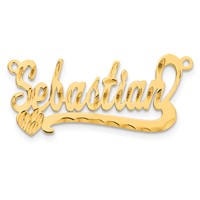 10K Yellow Gold Diamond-cut Heart Name Plate view 5