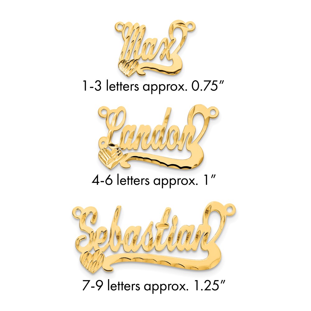 10K Yellow Gold Diamond-cut Heart Name Plate