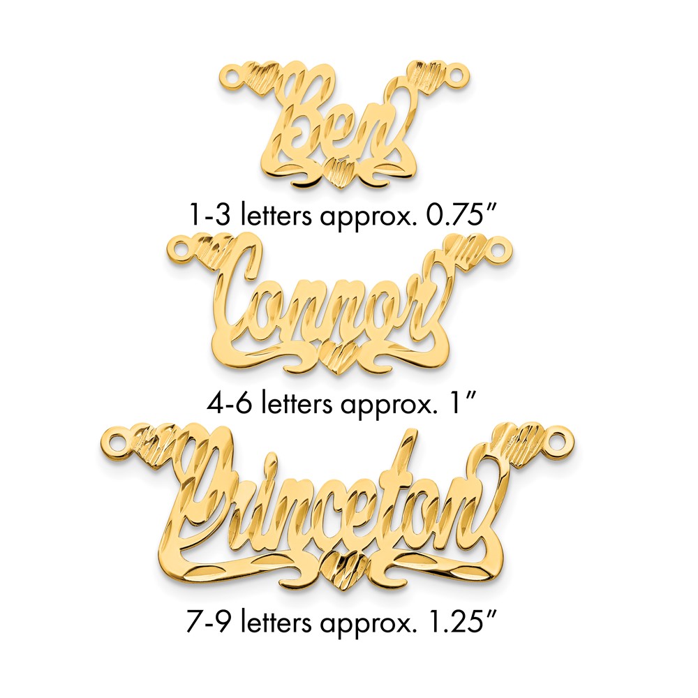 10K Yellow Gold Diamond-cut Hearts Name Plate