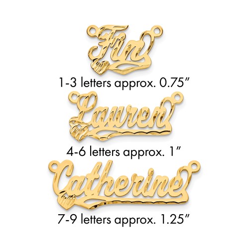 10k Yellow Gold Diamond-cut Heart Name Plate