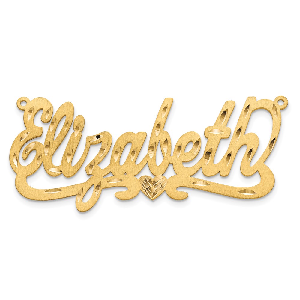 10K Yellow Gold Satin Diamond-cut Name Plate