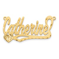 10K Yellow Gold Satin Diamond-cut Heart Name Plate view 5