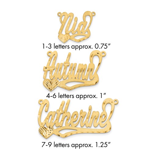 10K Yellow Gold Satin Diamond-cut Heart Name Plate