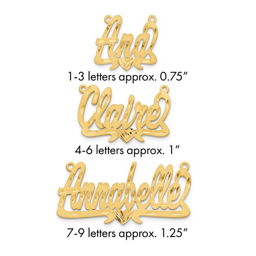 10K Yellow Gold Satin Diamond-cut Heart Name Plate