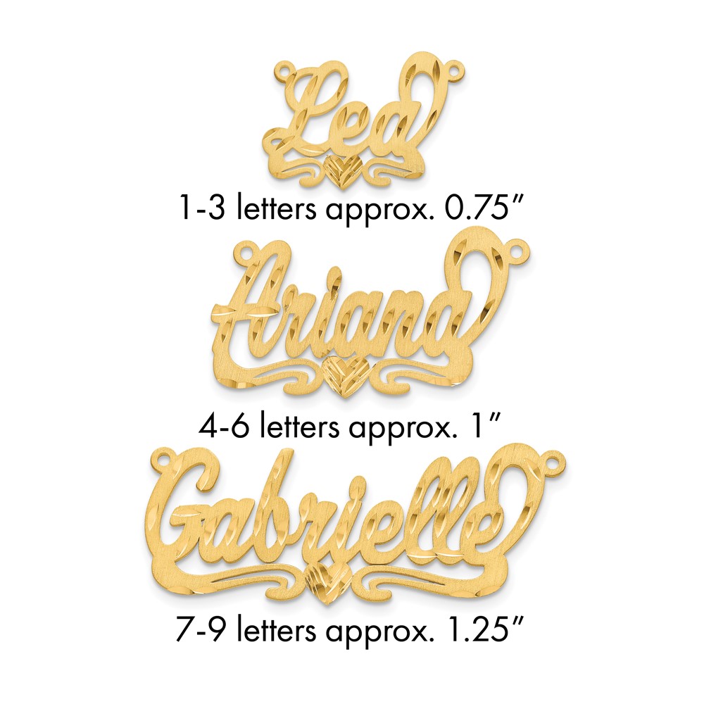 10K Yellow Gold Satin Diamond-cut Heart Name Plate