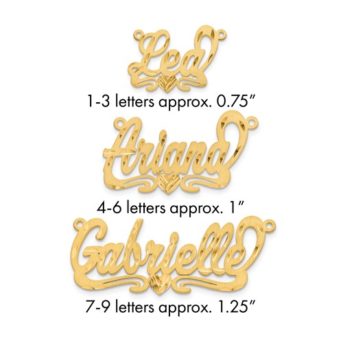 10K Yellow Gold Satin Diamond-cut Heart Name Plate