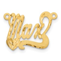 10K Yellow Gold Satin Diamond-cut Heart Name Plate view 2