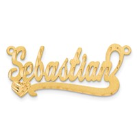 10K Yellow Gold Satin Diamond-cut Heart Name Plate view 5