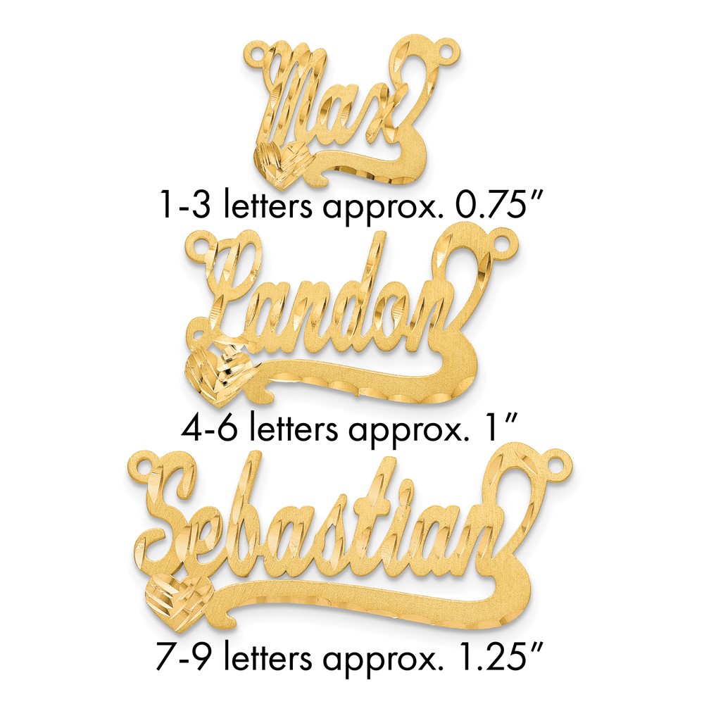 10K Yellow Gold Satin Diamond-cut Heart Name Plate