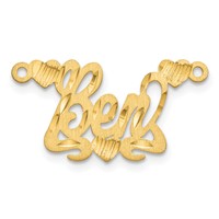 10K Yellow Gold Satin Diamond-cut Hearts Name Plate view 2