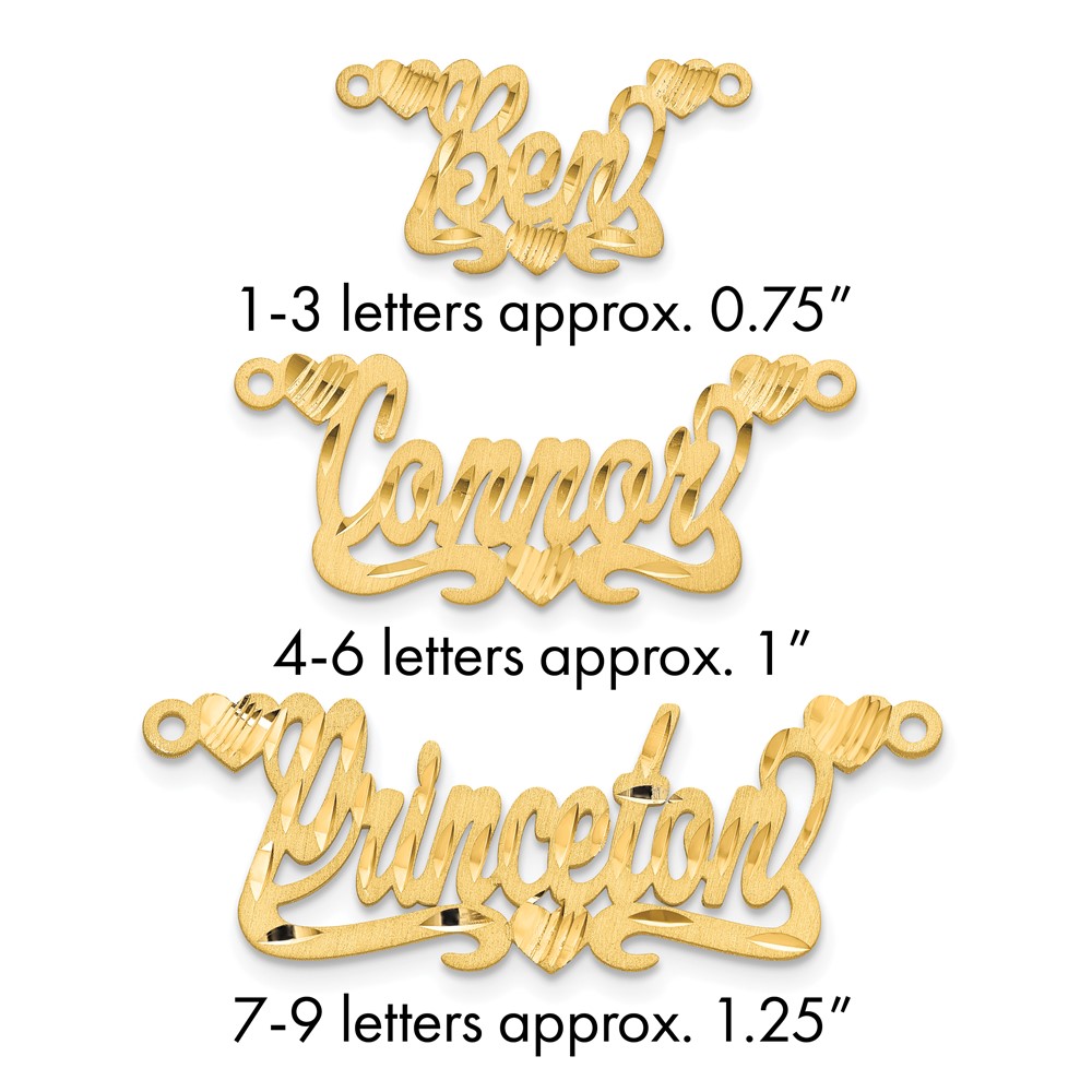 10K Yellow Gold Satin Diamond-cut Hearts Name Plate