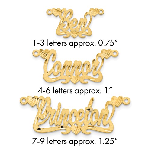 10k Yellow Gold Satin Diamond-cut Hearts Name Plate