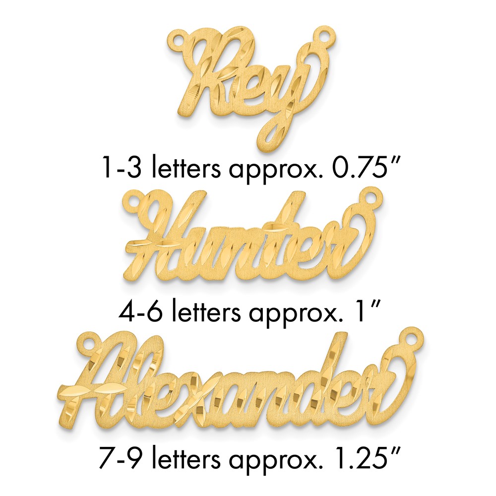 10K Yellow Gold Satin Diamond-cut Name Plate