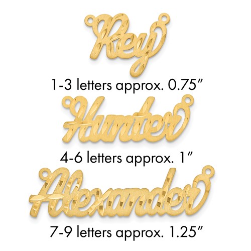 10k Yellow Gold Satin Diamond-cut Name Plate
