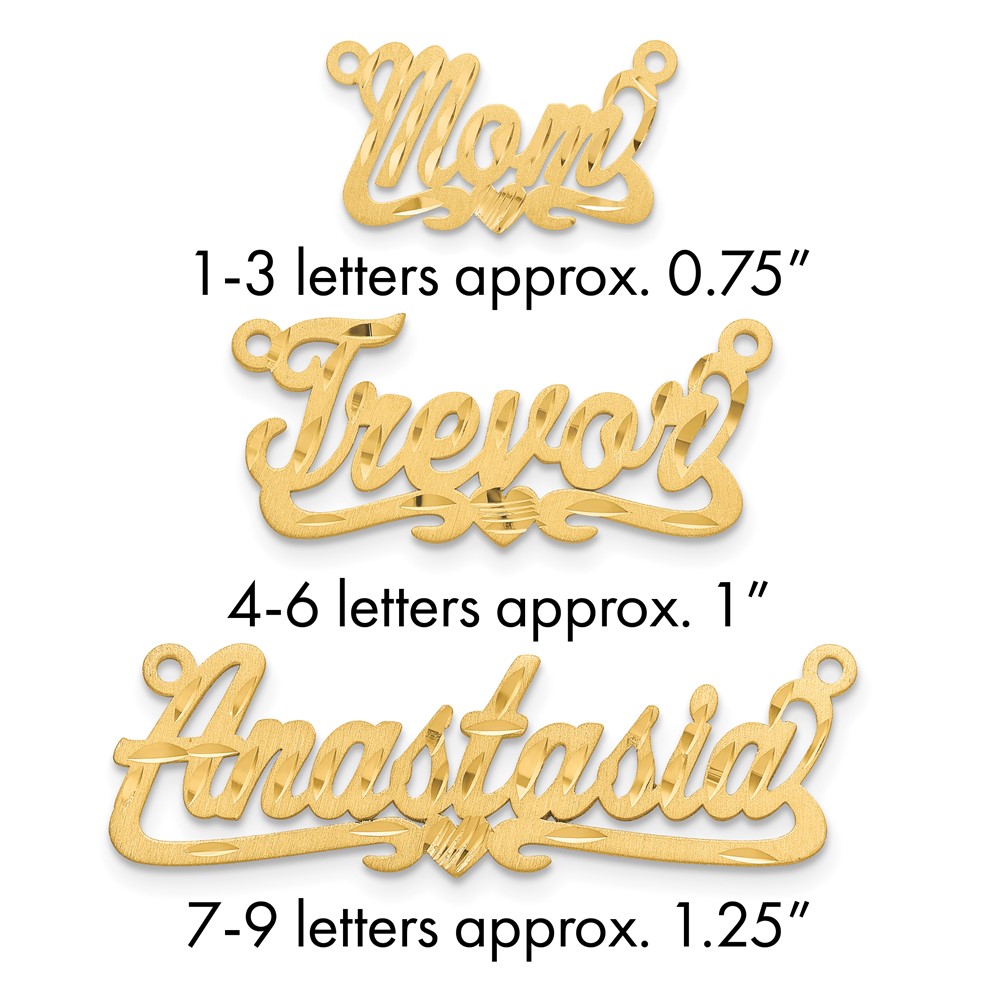10K Yellow Gold Satin Diamond-cut Heart Name Plate