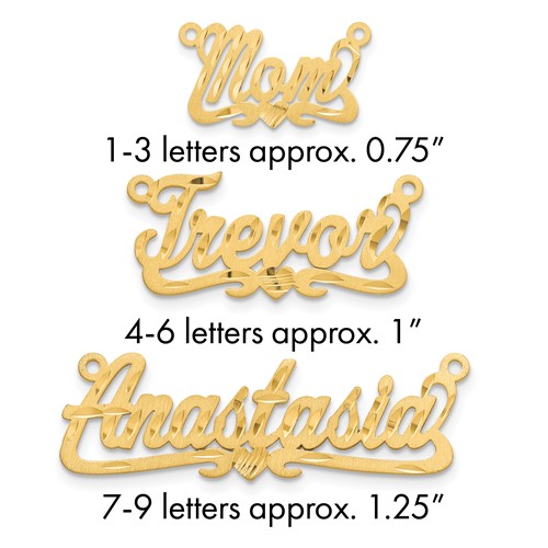 10K Yellow Gold Satin Diamond-cut Heart Name Plate