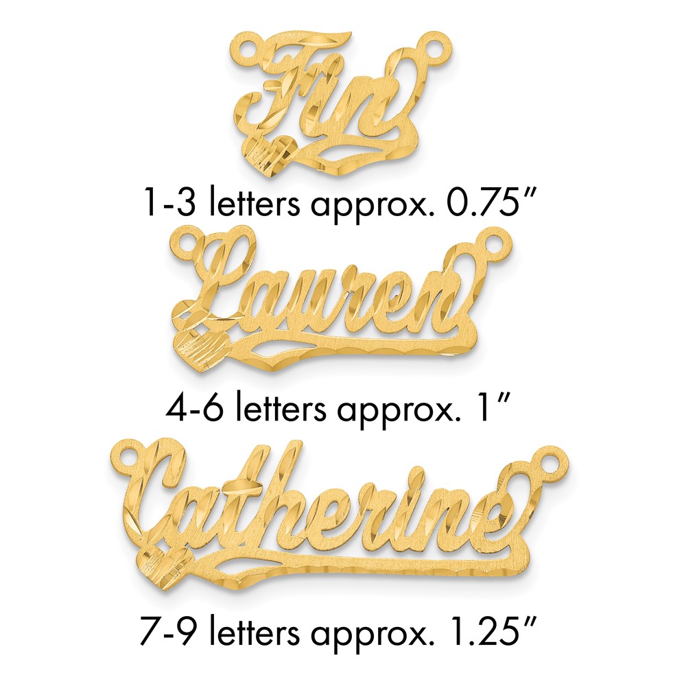 10K Yellow Gold Satin Diamond-cut Heart Name Plate