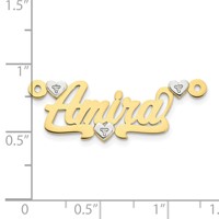 10K Two-tone 3D with Hearts Diamond Name Plate view 2