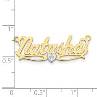 10K Two-tone 3D with Heart Diamond Name Plate view 2