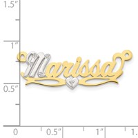 10K Two-tone 3D with Heart Diamond Name Plate view 2