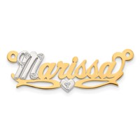 10K Two-tone 3D with Heart Diamond Name Plate view 1