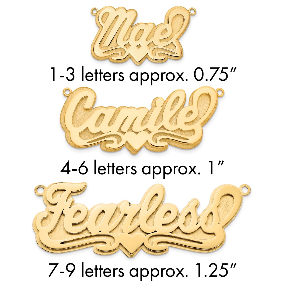 10K Yellow Gold 3D Polished Heart Name Plate